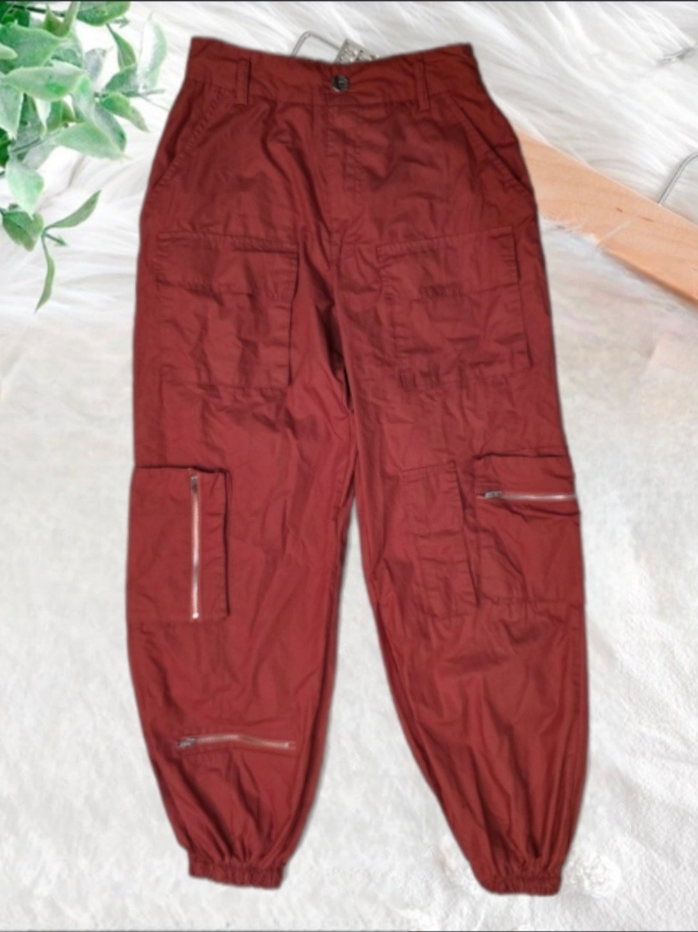 Y2K Rachel Paige Gorcore Utility Cargo Jogger Parachute Pant In Rust - Picture 6 of 10